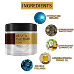 Ingredientes de la Mascarilla de Keratina LisoGO: keratina hidrolizada, maca, aceite de coco, aceite de argán y colágeno